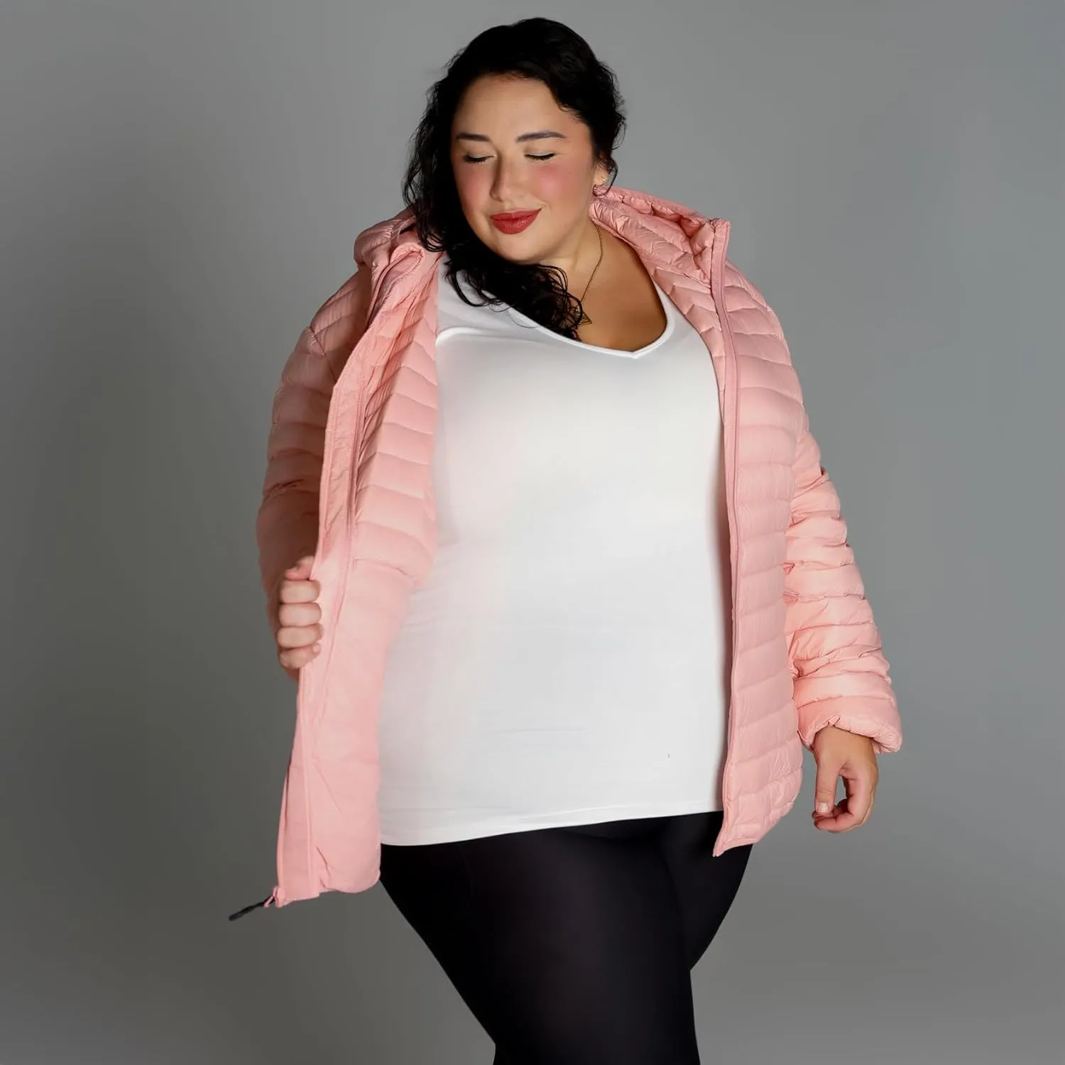 Women's Plus Size Packable Down Jacket 1X-6X Hooded Lightweight Spring Fall Coat