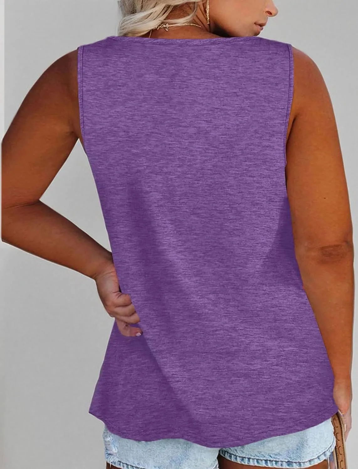 Womens Plus Size Tank Tops Summer Sleeveless Henley T-Shirts Tops Casual Button Down Tunics Shirts