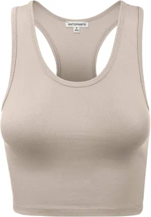 Women's Sleeveless Racerback Crop Camisole Tank Tops Cotton Basic Shirts