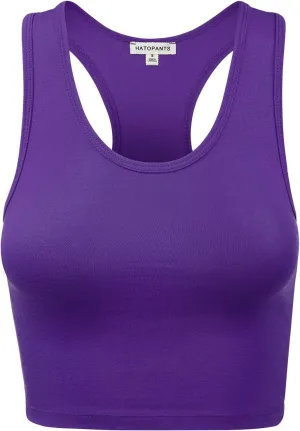 Women's Sleeveless Racerback Crop Camisole Tank Tops Cotton Basic Shirts