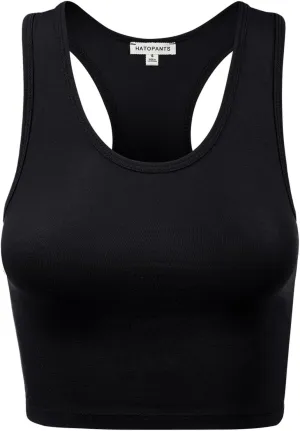 Women's Sleeveless Racerback Crop Camisole Tank Tops Cotton Basic Shirts