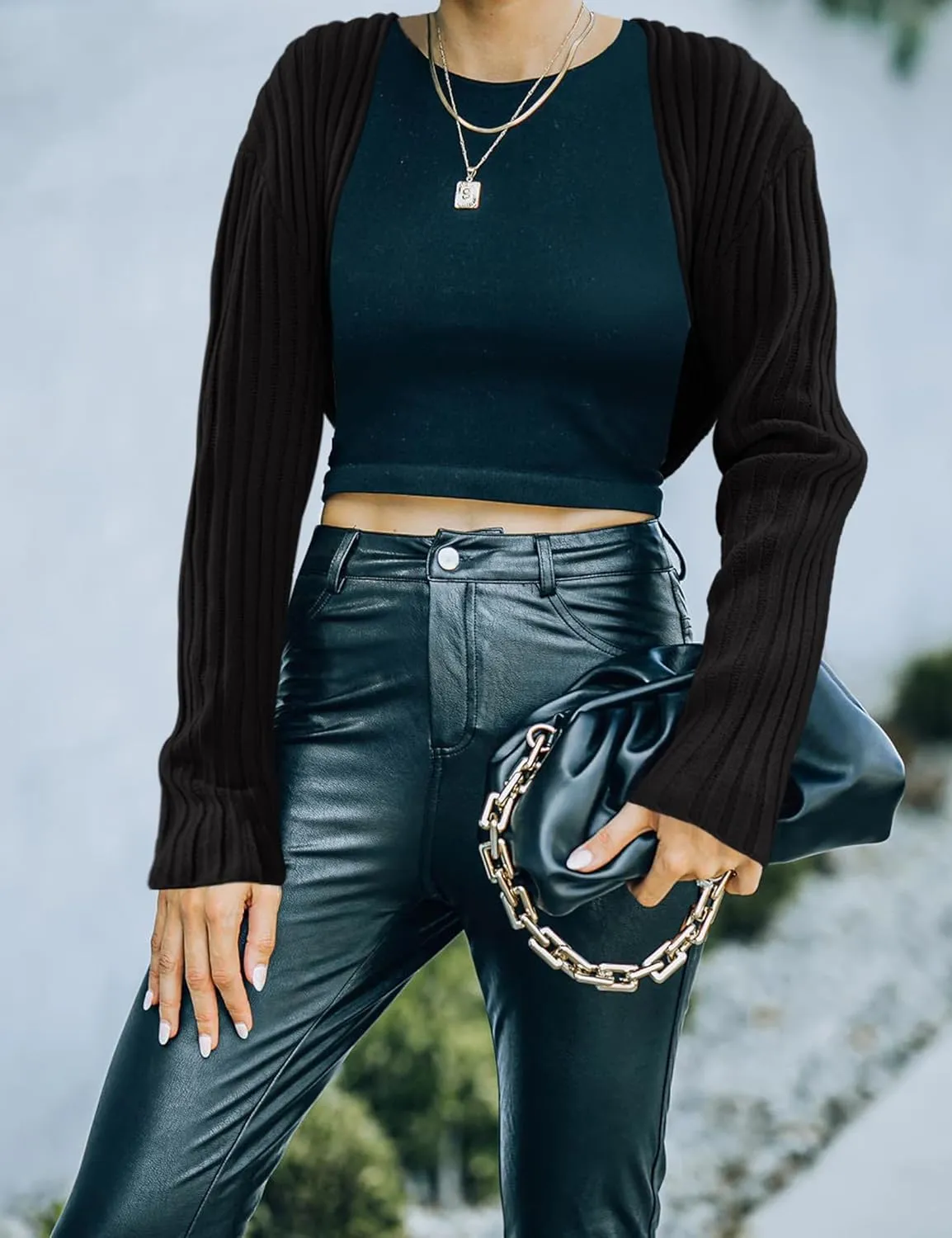 Womens Summer Crop Bolero Cardigan Sweater Long Sleeve Open Front Knit Shrug for Dress 2024