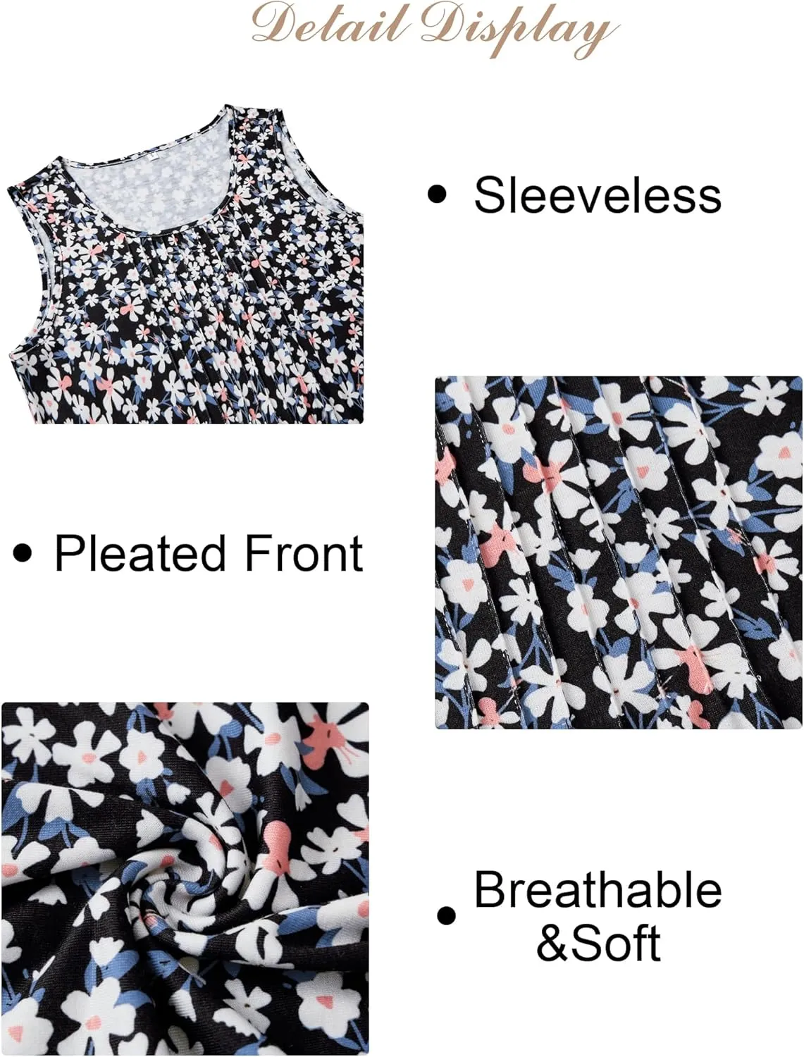Women's Summer Tank Tops Square Neck Dressy Casual Sleeveless Blouses Plus Scooped Neck Pleated Work Shirts