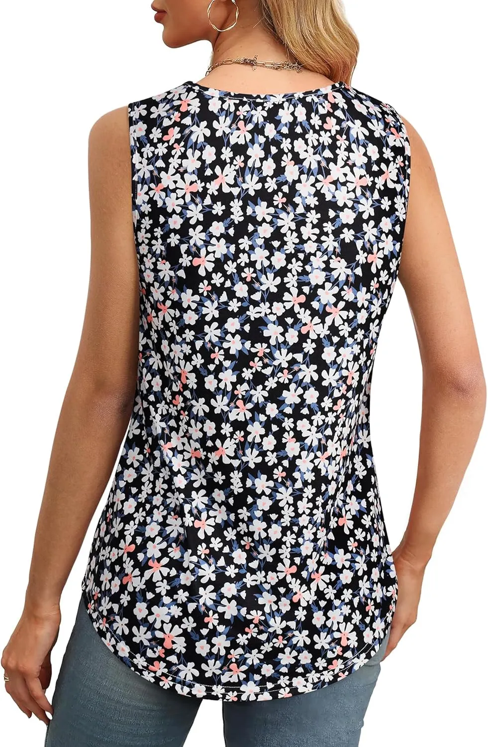 Women's Summer Tank Tops Square Neck Dressy Casual Sleeveless Blouses Plus Scooped Neck Pleated Work Shirts