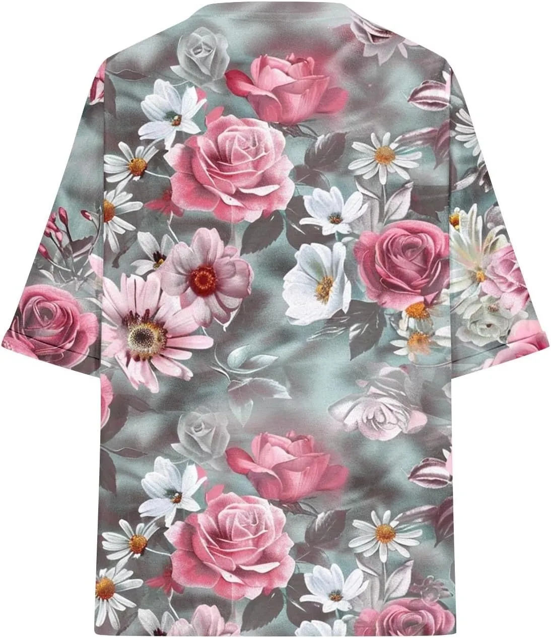 Womens Summer Tops Striped Floral Boho Crewneck Short Sleeve Blouses Trendy Loose Casual Oversized Tshirts for Women