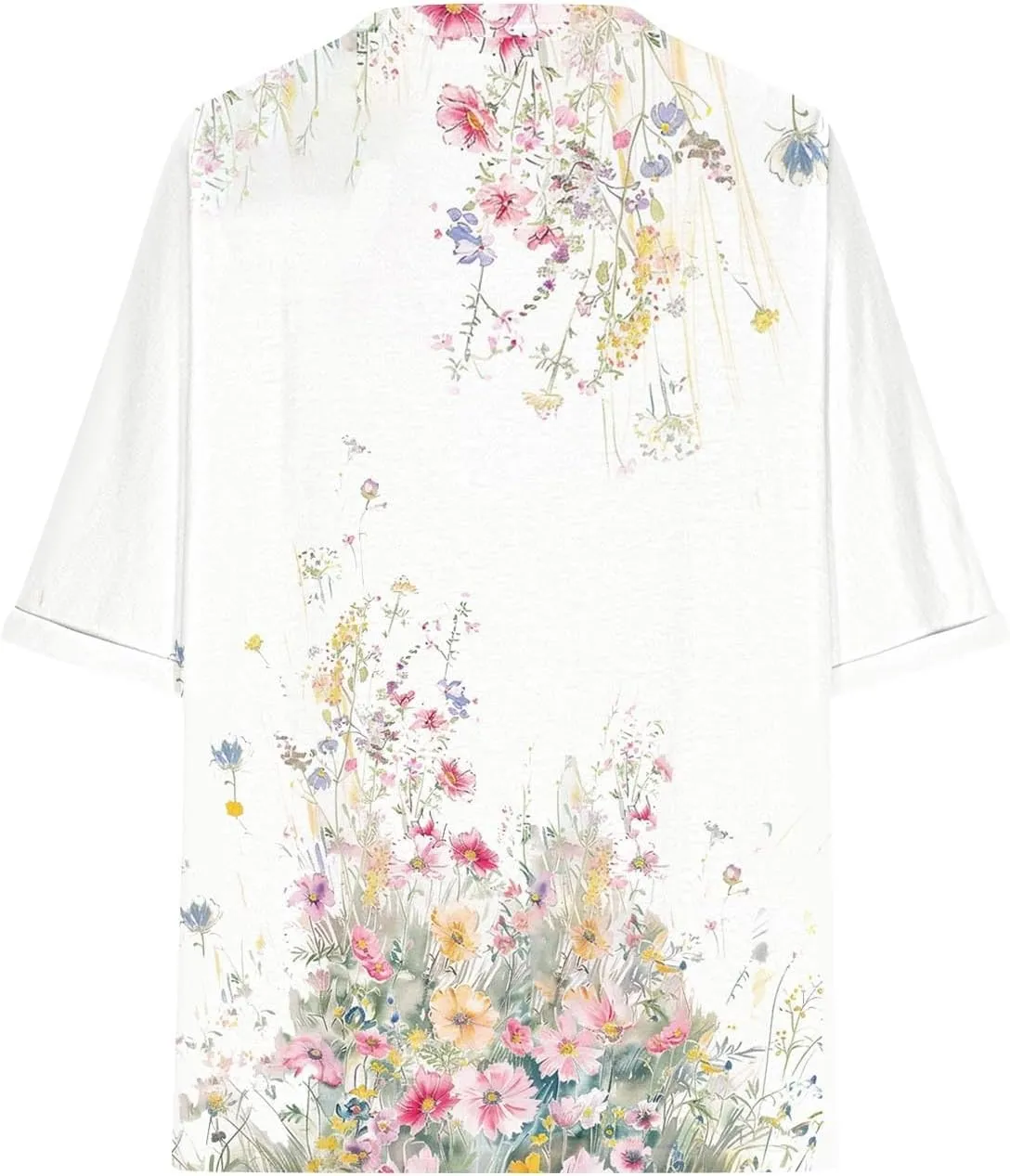 Womens Summer Tops Striped Floral Boho Crewneck Short Sleeve Blouses Trendy Loose Casual Oversized Tshirts for Women