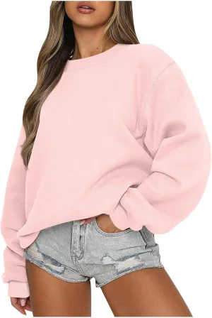 Women's Sweatshirts Oversized Crew Neck Pullover Hoodie Fleece 2024 Trendy Fall Outfits Clothes Tops prime specials of the day today clean girl aesthetic clothes over sized sweatshirt for women