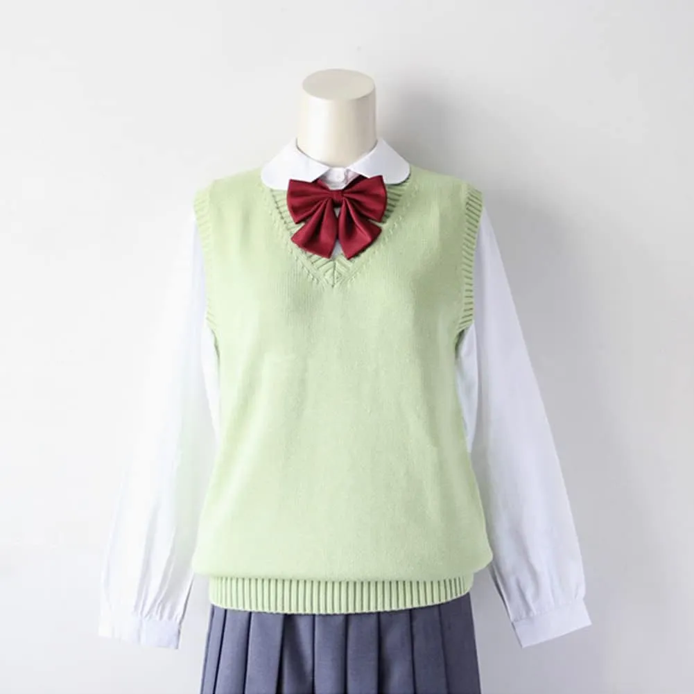 Womens V Neck Sweater Vest School Uniform Solid Color Sleeveless Knit Sweaters Pullover Tank Tops