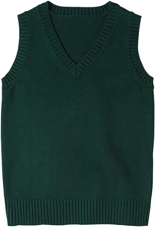 Womens V Neck Sweater Vest School Uniform Solid Color Sleeveless Knit Sweaters Pullover Tank Tops