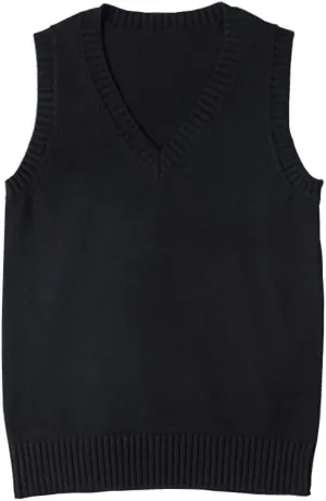 Womens V Neck Sweater Vest School Uniform Solid Color Sleeveless Knit Sweaters Pullover Tank Tops