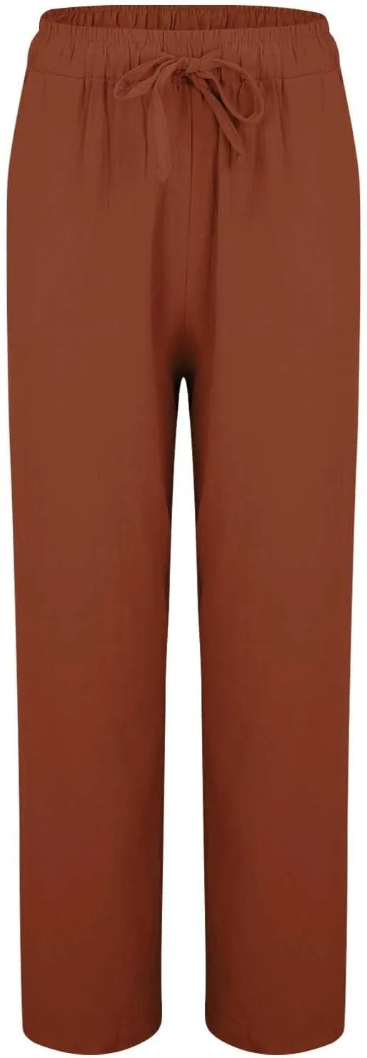 Women's Wide Leg Palazzo Harem Pants Fall Casual Loose Pockets Solid Elastic Waist Baggy Travel Pants 2024