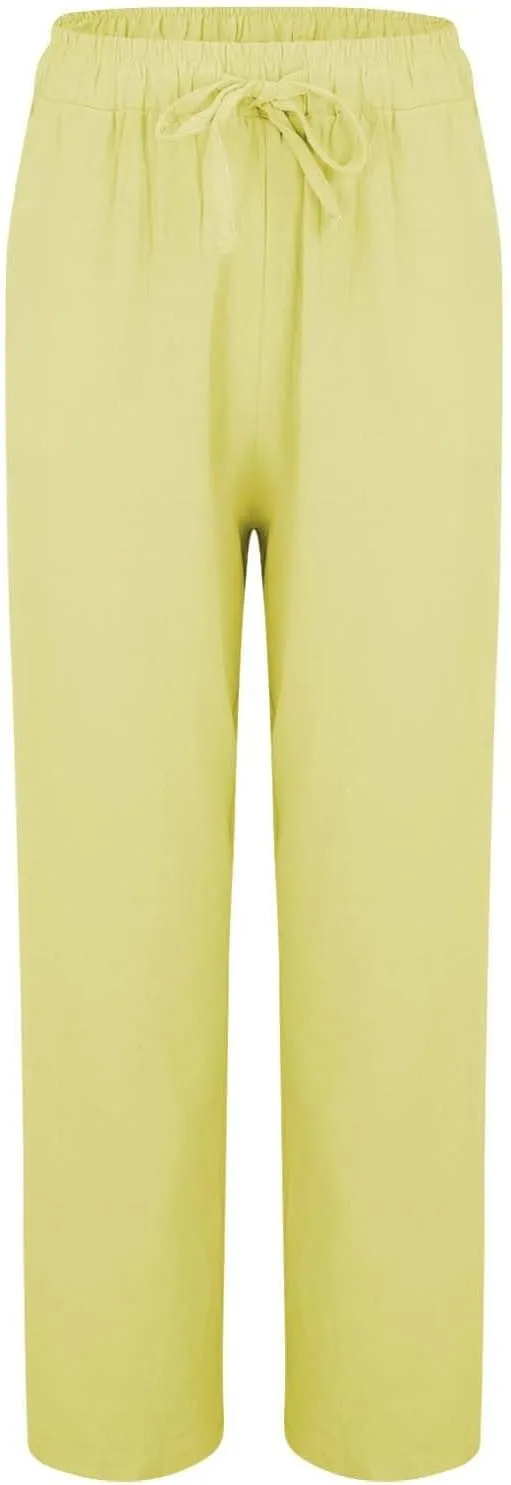 Women's Wide Leg Palazzo Harem Pants Fall Casual Loose Pockets Solid Elastic Waist Baggy Travel Pants 2024