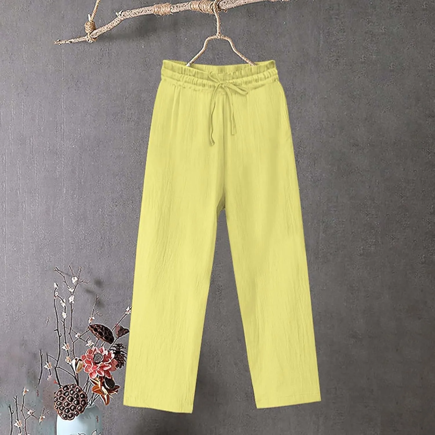 Women's Wide Leg Palazzo Harem Pants Fall Casual Loose Pockets Solid Elastic Waist Baggy Travel Pants 2024