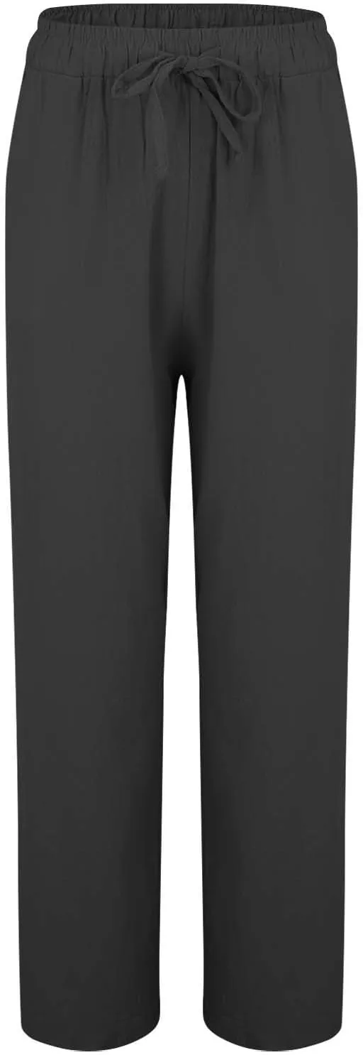 Women's Wide Leg Palazzo Harem Pants Fall Casual Loose Pockets Solid Elastic Waist Baggy Travel Pants 2024