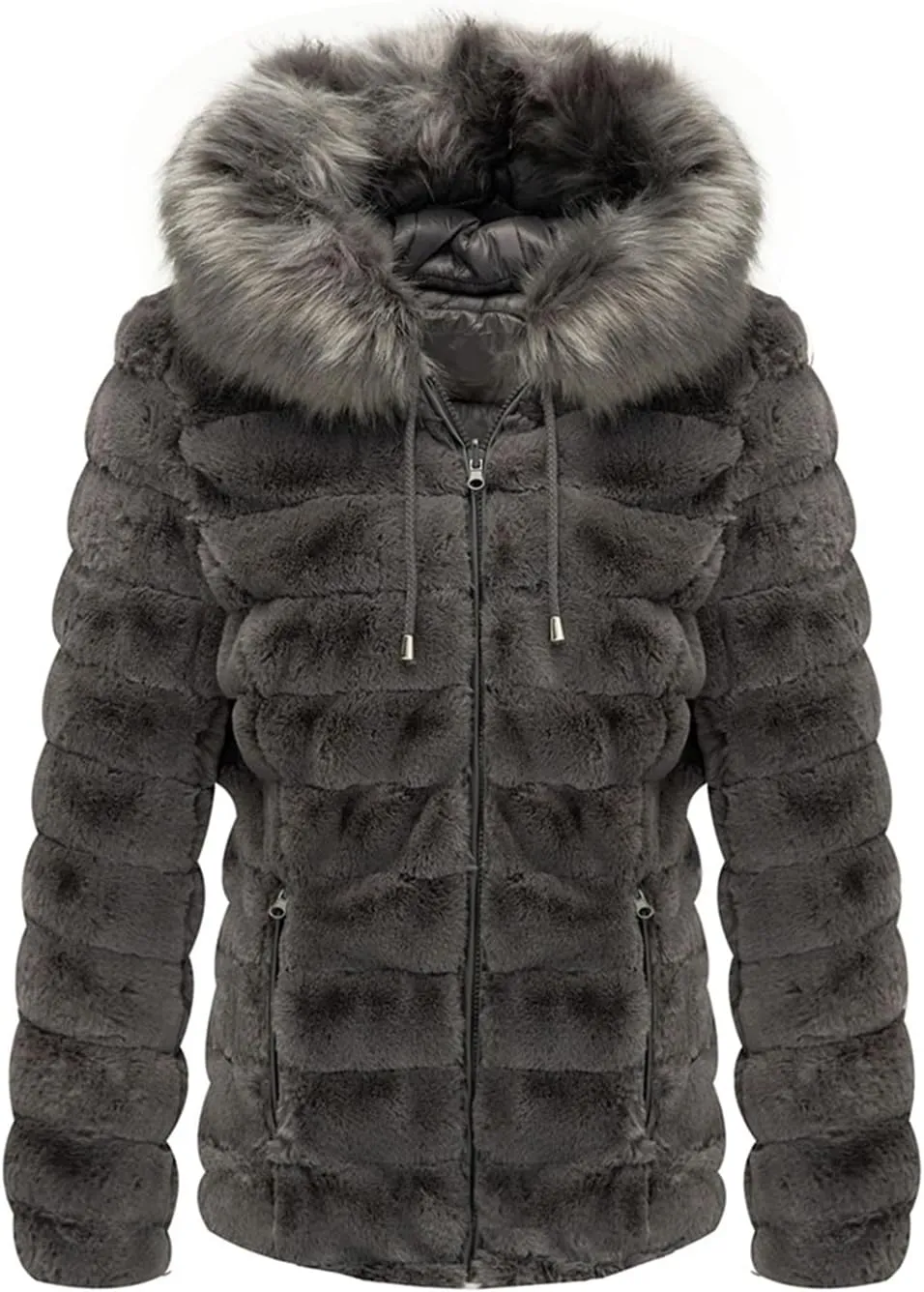 Women's Winter Double Sided Faux Fur Down Jacket Female Parkas Hooded with Fur Collar The Puffer Coat Cotton Padded Clothes