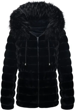 Women's Winter Double Sided Faux Fur Down Jacket Female Parkas Hooded with Fur Collar The Puffer Coat Cotton Padded Clothes