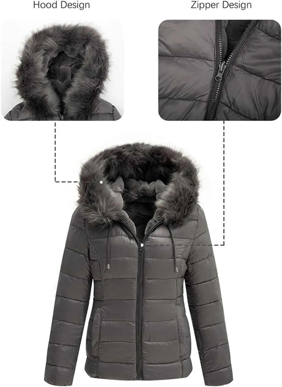 Women's Winter Double Sided Faux Fur Down Jacket Female Parkas Hooded with Fur Collar The Puffer Coat Cotton Padded Clothes