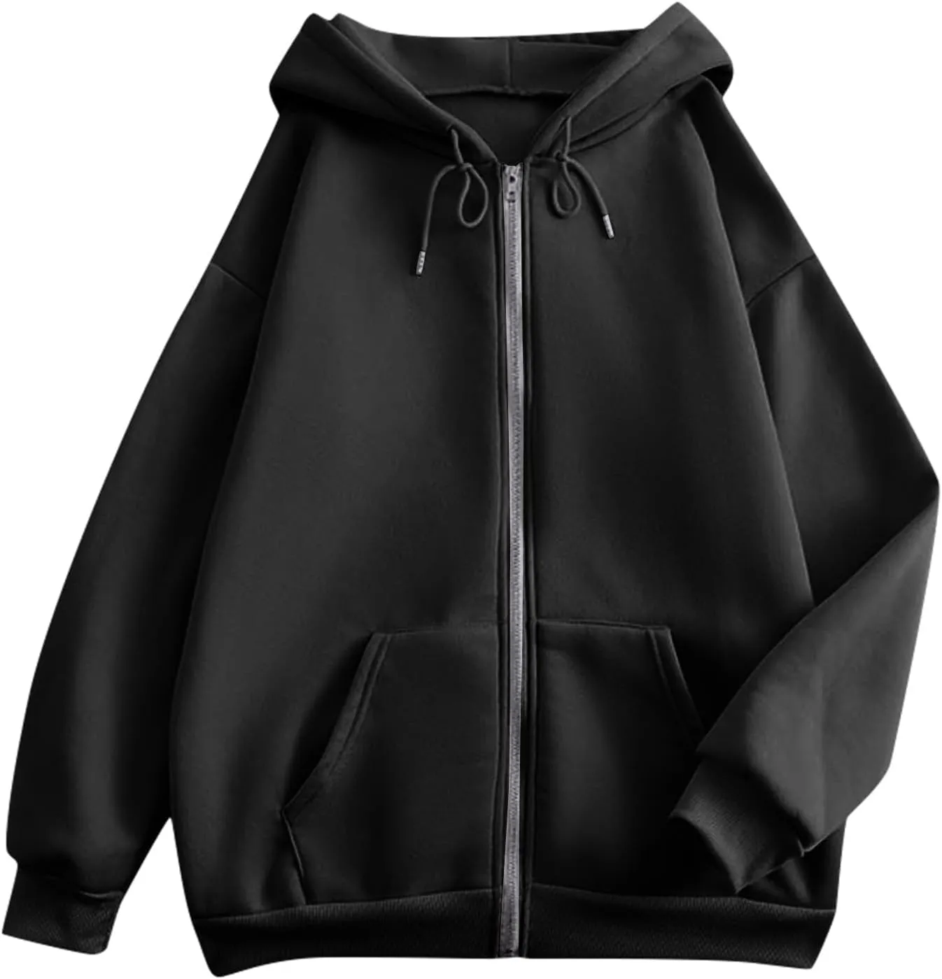 Womens Zip Up Hoodies Casual Long Sleeve Sweatershirts Oversized Drawstring Jackets with Pockets