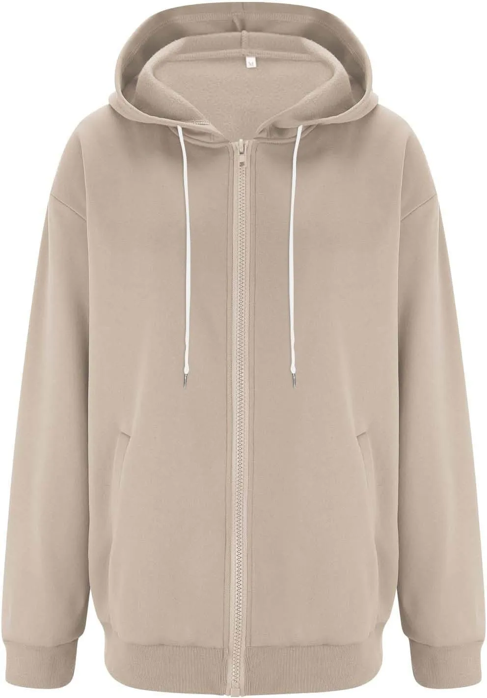 Womens Zip Up Hoodies Oversized Full Zip Up Hoodie Long Sleeve Drawstring Hooded Sweatshirt Fleece Jacket with Pockets