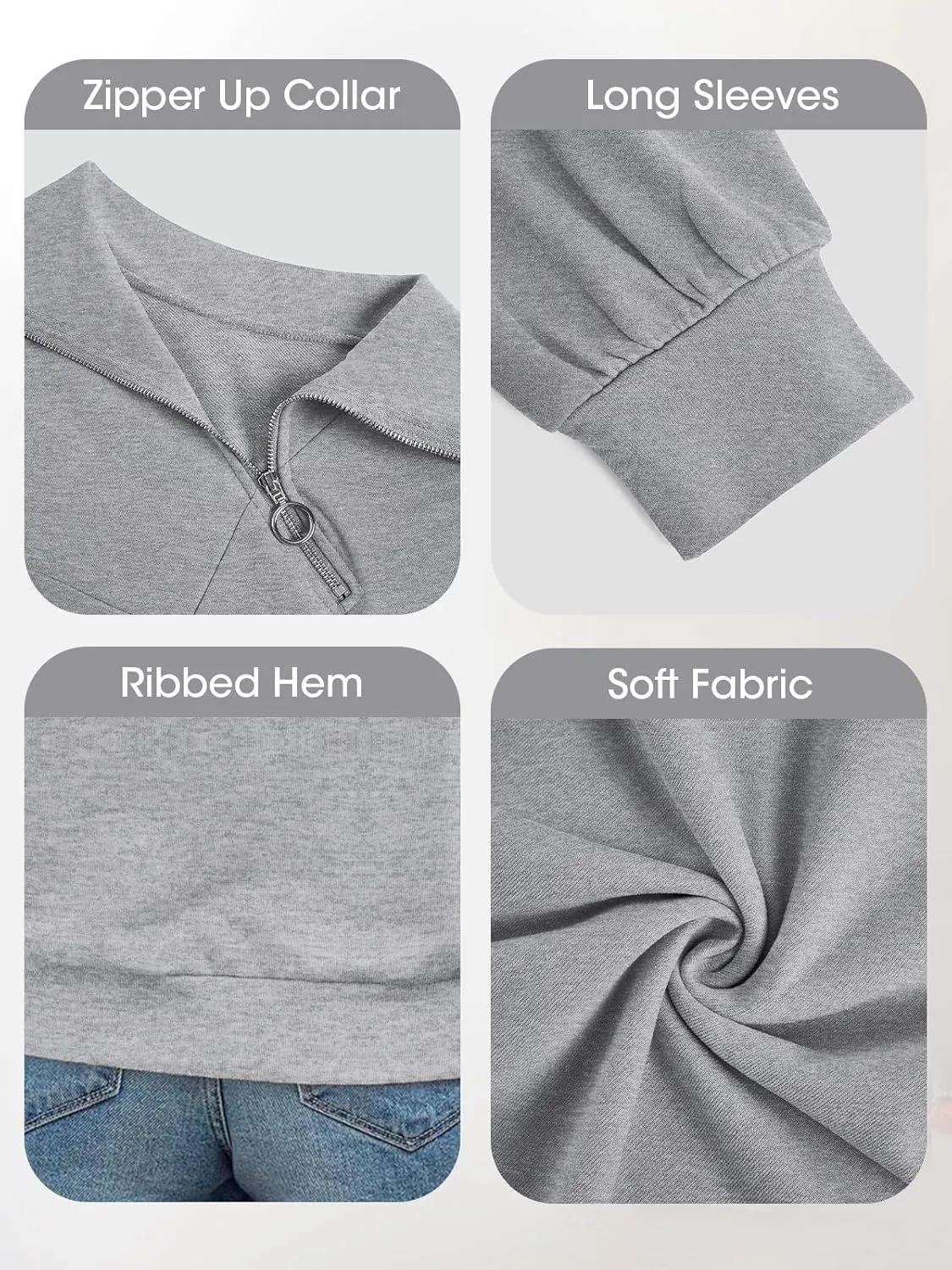 Womens Zipper Sweatshirt Turtleneck Long Sleeve Pullover Casual Loose Sweatshirts Top T Shirts