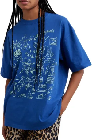 Y2k Womens Oversized Fruit Graphic Print Tees Shirts Vintage Flower Baggy Tshirt Tops Coastal Clothes Aesthetic