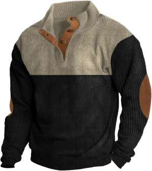 Ymosrh Men's Sweatshirt European Size Outdoor Casual Standing Collar Long-Sleeved Sweater Crewneck Sweatshirts, S-5XL