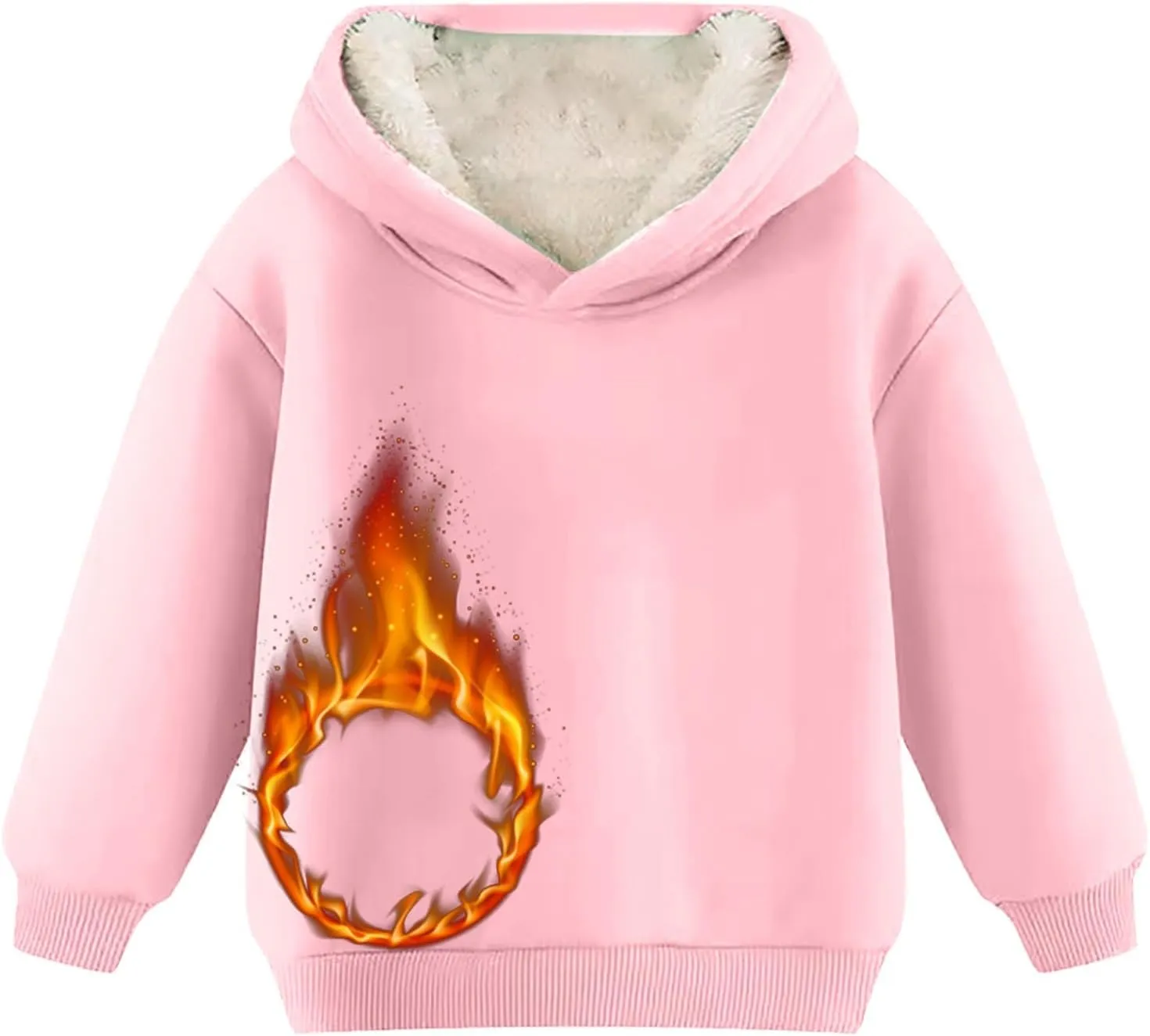Youth Boys Girls Winter Sherp Lined Hoodie Kid's Fleece Pullover Hooded Sweatshirt Thicken Basic Solid Cotton Hoodie