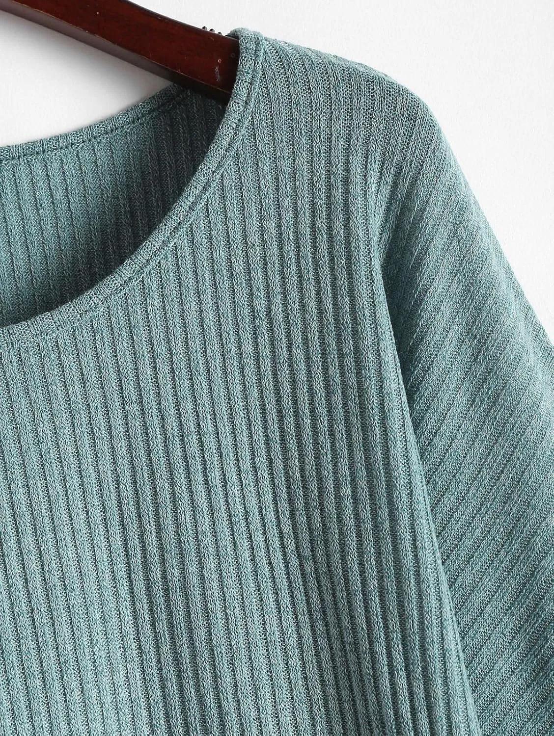 ZAFUL Women Ribbed Knit Long Sleeve Tops Shirts Lantern Sleeve Oversized Pullover Crop Sweater