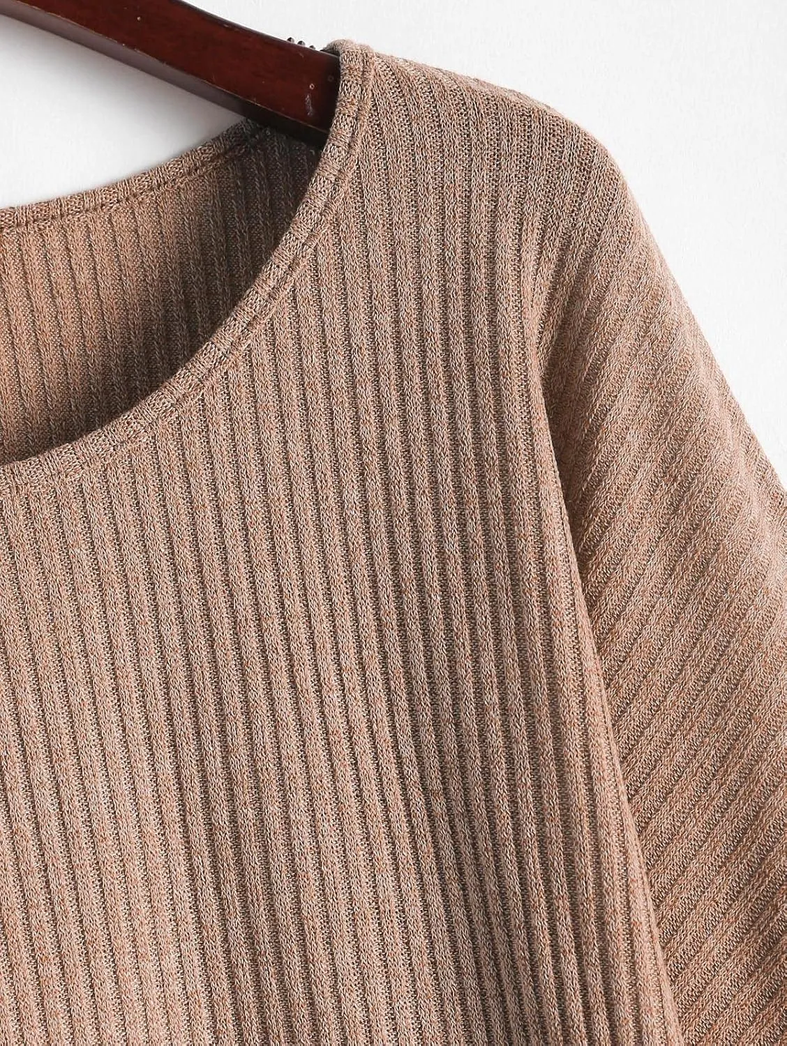 ZAFUL Women Ribbed Knit Long Sleeve Tops Shirts Lantern Sleeve Oversized Pullover Crop Sweater