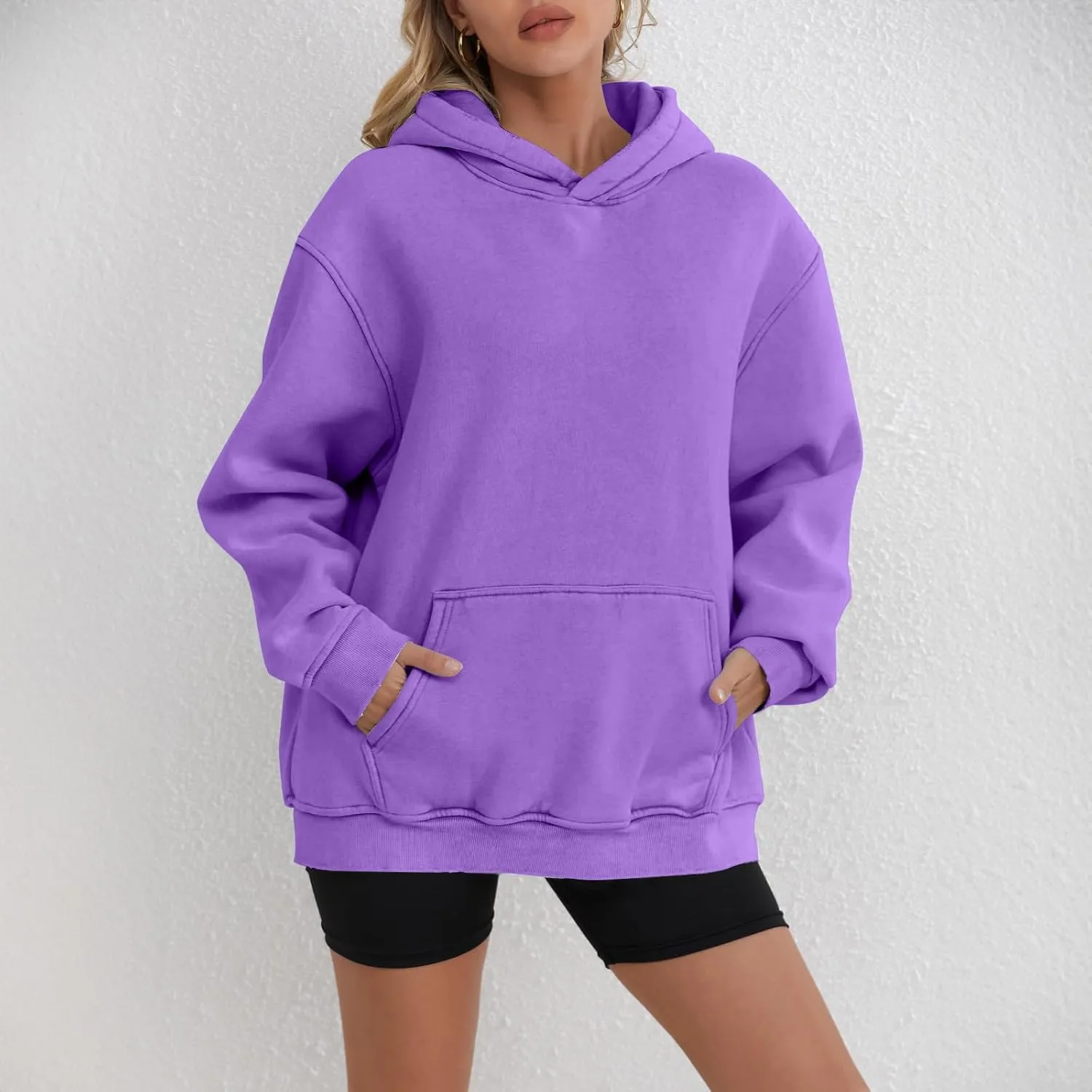 ZDRZK Plus Size Hoodies for Women Long Sleeve Shoulder Drop Sweatshirts Fall Winter Casual Fleece Loose Fit Tops Outfits