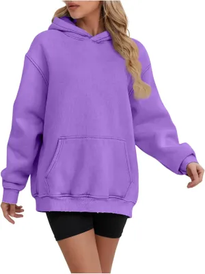 ZDRZK Plus Size Hoodies for Women Long Sleeve Shoulder Drop Sweatshirts Fall Winter Casual Fleece Loose Fit Tops Outfits