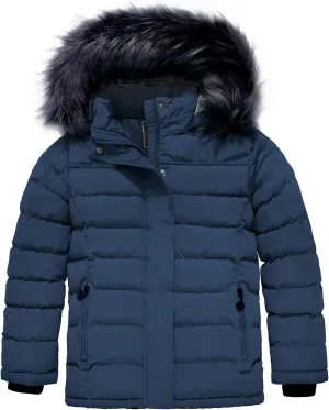 ZSHOW Girls' Puffer Jacket Soft Fleece Lined Warm Hooded Winter Coat