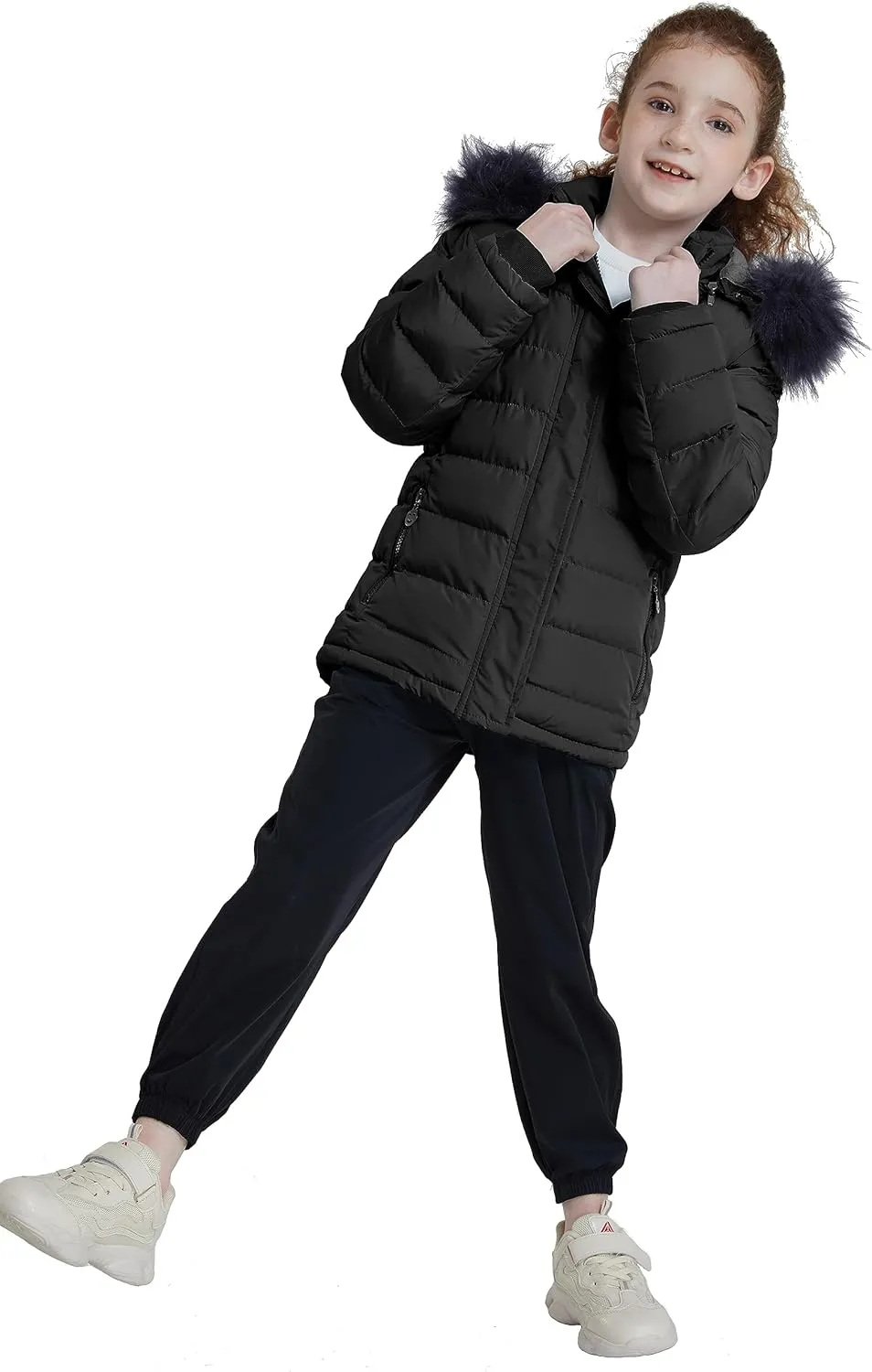 ZSHOW Girls' Puffer Jacket Soft Fleece Lined Warm Hooded Winter Coat
