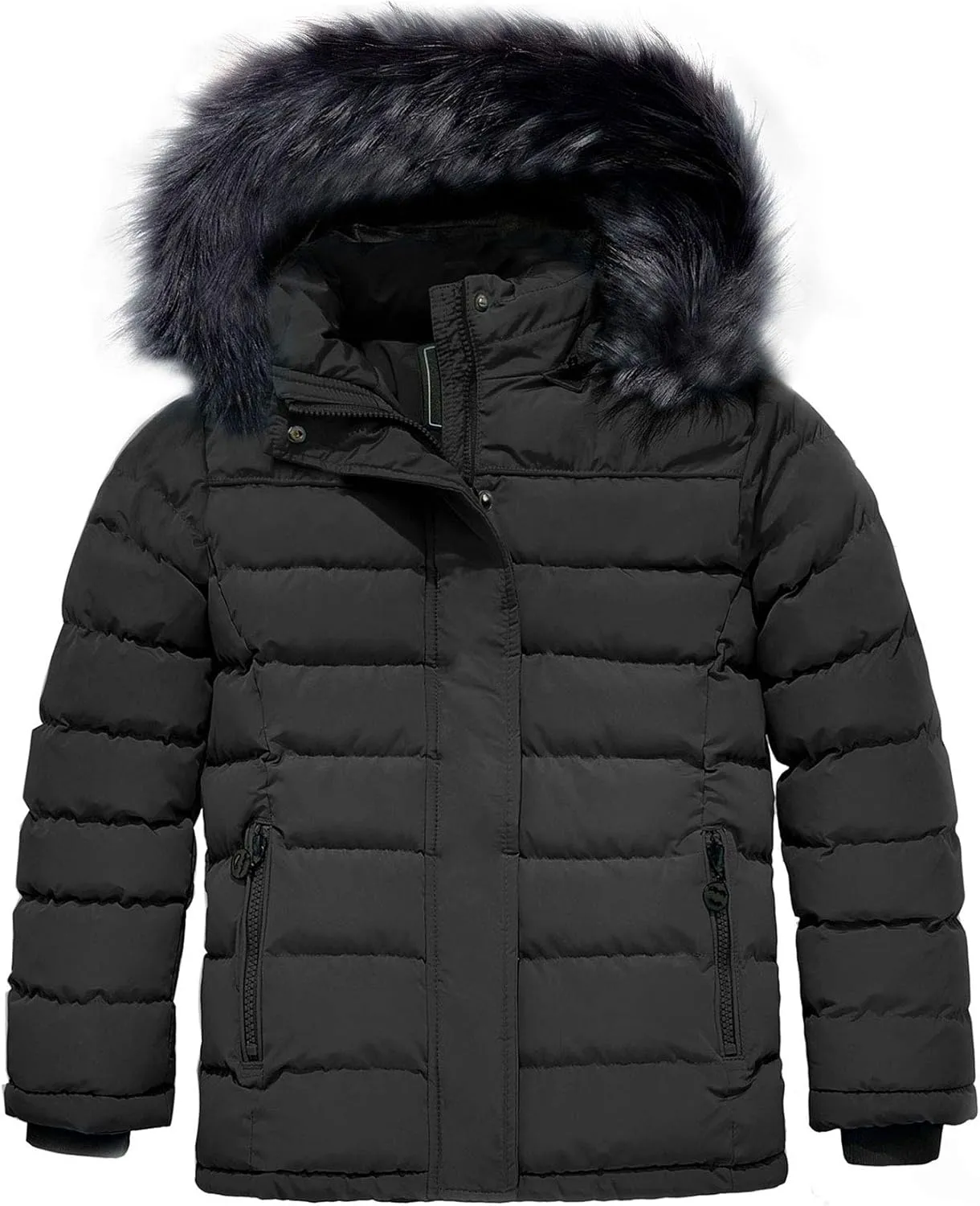 ZSHOW Girls' Puffer Jacket Soft Fleece Lined Warm Hooded Winter Coat