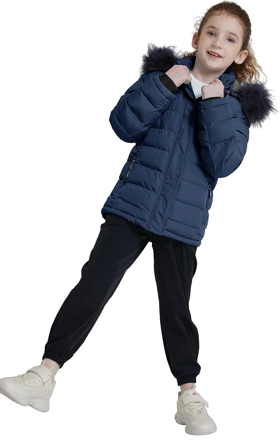 ZSHOW Girls' Puffer Jacket Soft Fleece Lined Warm Hooded Winter Coat