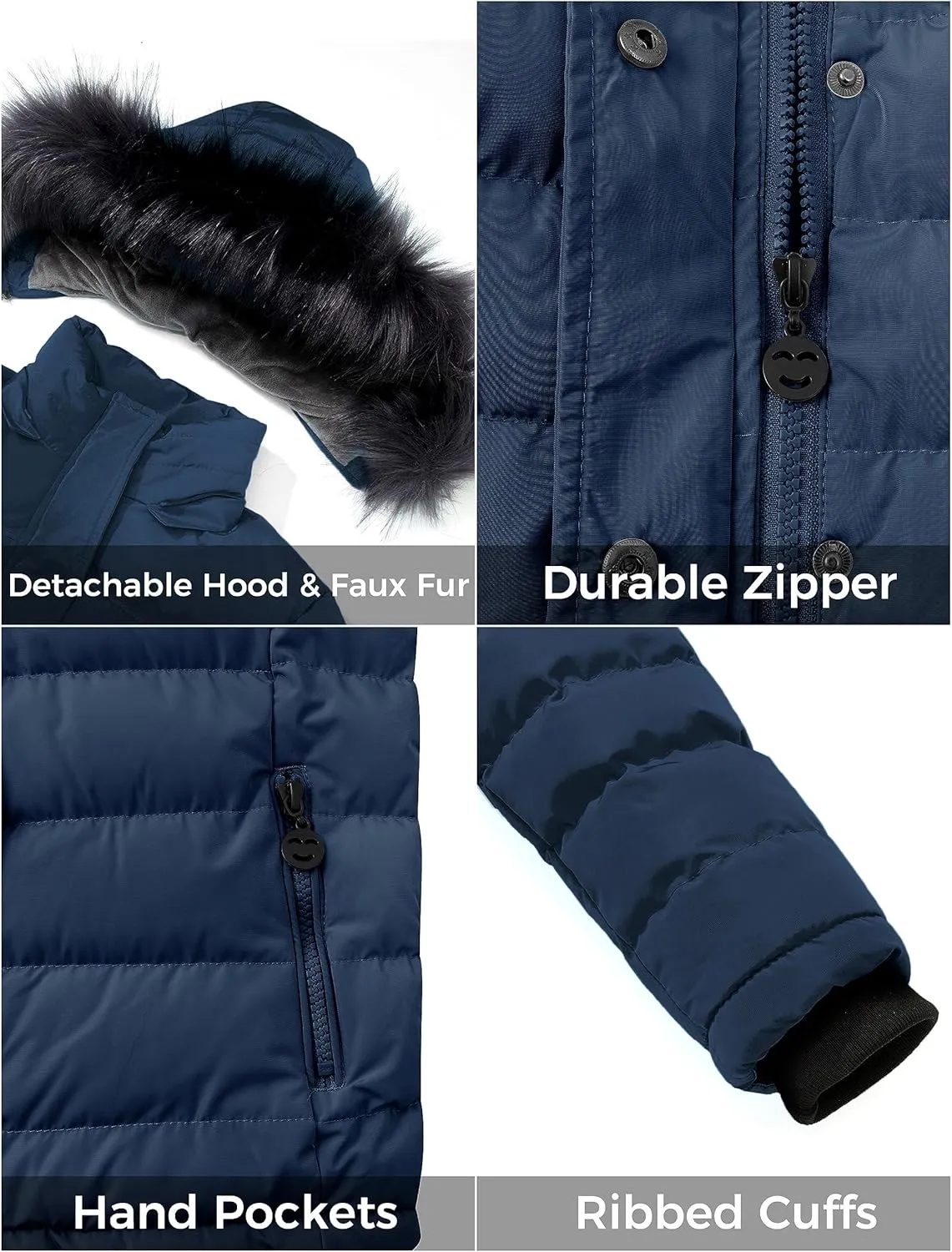 ZSHOW Girls' Puffer Jacket Soft Fleece Lined Warm Hooded Winter Coat