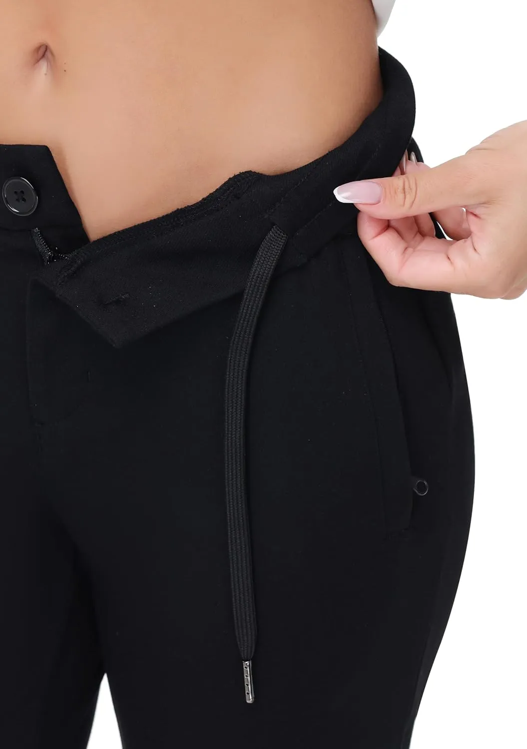 ZTN Womens 29"/31"/33" Business Casual Dress Pants Wide Straight Leg Trousers with Pockets