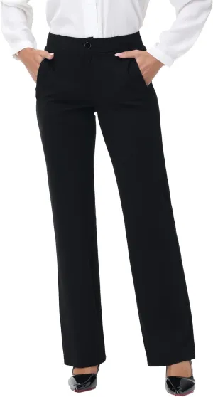 ZTN Womens 29"/31"/33" Business Casual Dress Pants Wide Straight Leg Trousers with Pockets