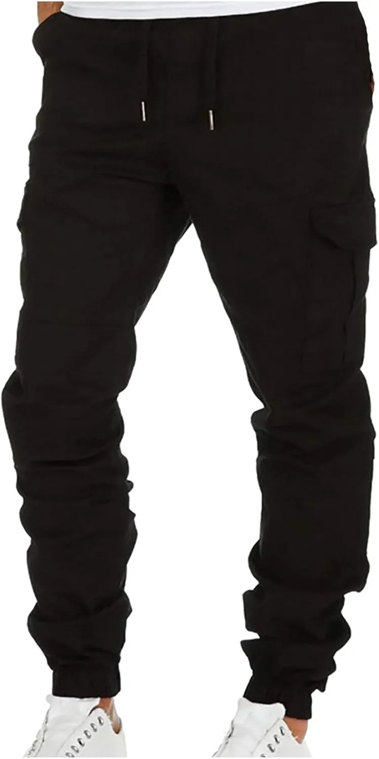 ZYXTIM Cargo Jogger Pants for Men Big and Tall Slim Fit Multi-Pocket Basic Active Casual Tapered Sweatpants with Pockets