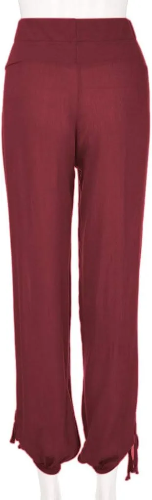 ZYXTIM Womens Casual Cotton Linen Pants Elastic Waisted Smocked Solid Color Summer Beach Yoga Trousers